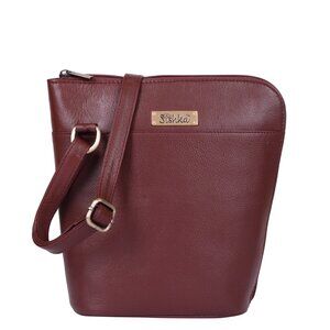 Cherry Red Leather Crossbody Sling Bag for Women – Over The Shoulder Belt Purse